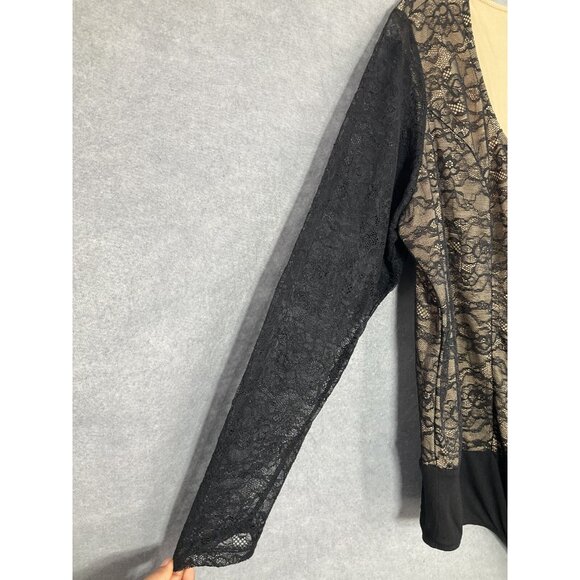 Torrid Bodysuit Women Sz 3x Black Lace Sheer Long‎ Sleeve Scoop Neckline Boho - Picture 6 of 12